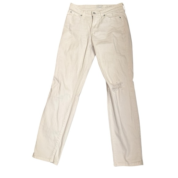 LEVI'S MID RISE CUFFED SLIM White Distressed Women’s Denim Jeans SZ 2 Waist 26 - Picture 5 of 17